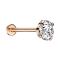 Micro Threadless Labret rose doré avec cristal serti dargent