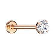Micro threadless labret rose gold with silver crystal...