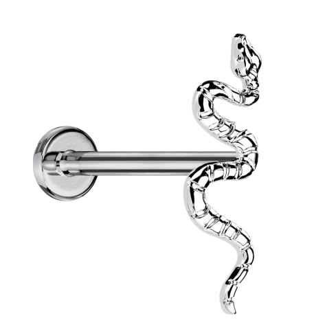 Micro Threadless Labret Silver Snake Silver