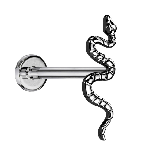 Micro Labret sans filetage argent serpent noir