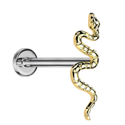 Micro Threadless Labret silver snake gold-plated