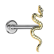 Micro Threadless Labret silver snake gold-plated
