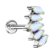Micro labret internal thread silver fan with five multicolor crystals