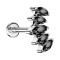 Micro labret internal thread silver fan with five crystals black