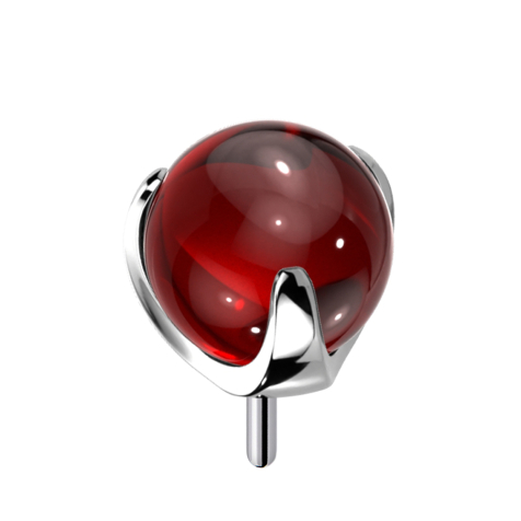 Boule de verre sans filetage, monture rouge