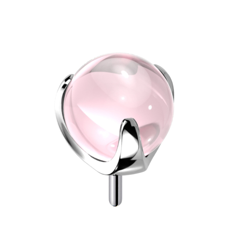 Boule de verre rose sans filetage
