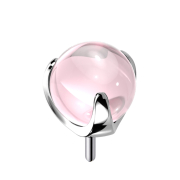 Boule de verre rose sans filetage
