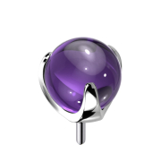 Threadless glass ball set in violet