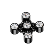 Dermal Anchor schwarz Quadratisch acht Kugeln fünf...