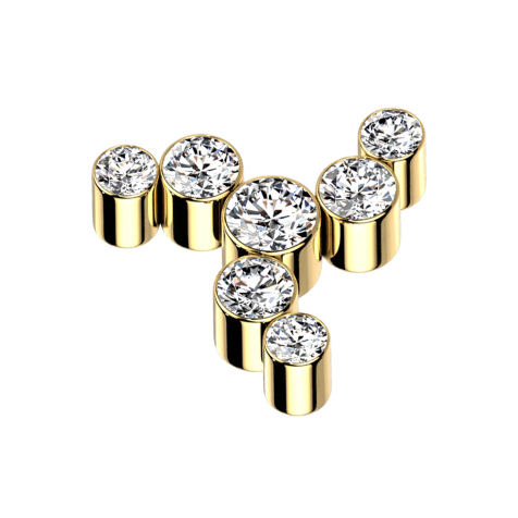 Dermal Anchor vergoldet Windrad sieben Kristalle silber