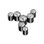 Ancoraggio dermico nero Ruota eolica sette cristalli argento