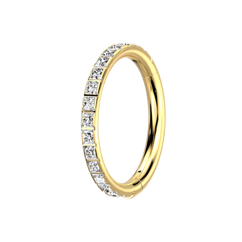 Micro segment ring hinged gold-plated square crystals silver