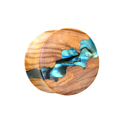 Flared Plug Epoxy transparent aus Olivenholz