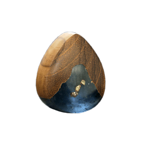 Flared Plug Gouttelettes de métal époxy marron en teck