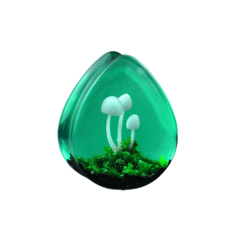 Flared Plug Goutte champignon époxy vert