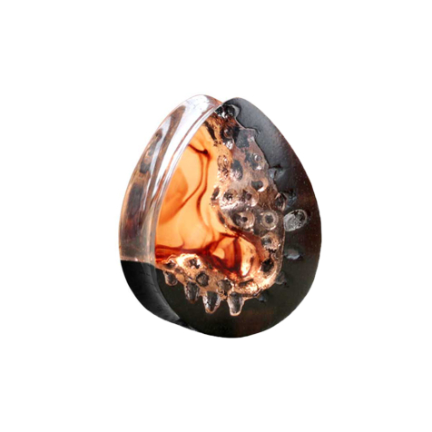 Spina svasata a goccia fiamme epossidiche arancioni in ebano