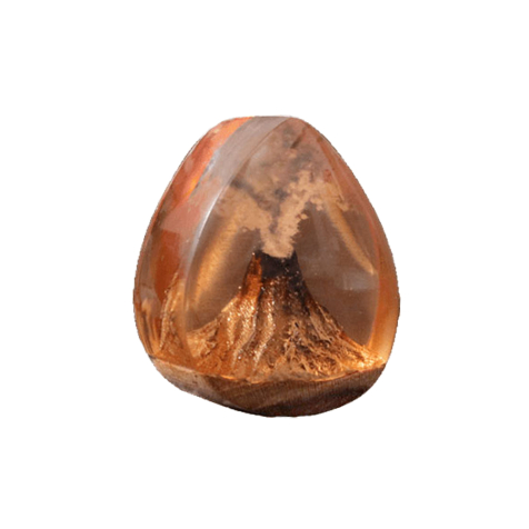 Tappo svasato a goccia vulcano epossidico arancione in legno di teak