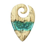 Ohrgewicht Spirale Ozean Epoxy auqa aus Tamarind Holz