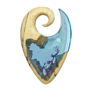 Ear weight spiral jellyfish epoxy auqa made of olive wood