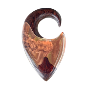 Ear weight spiral volcano epoxy orange made of tamarind wood