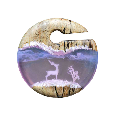 Ear weight deer in the snow epoxy lavender made of tamarind wood