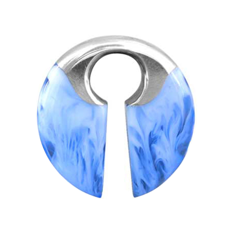 Ear weight keyhole silver frost epoxy blue