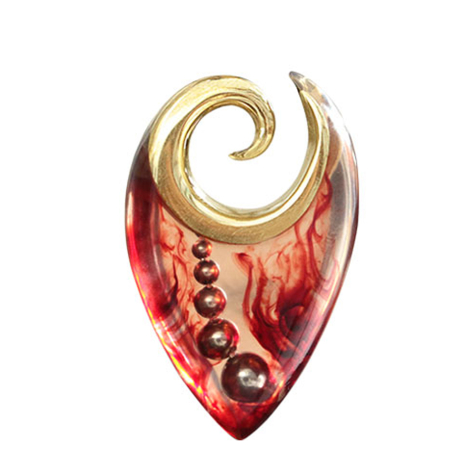 Ohrgewicht Spirale vergoldet Kugel Epoxy transparent