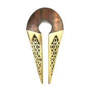 Ear weight keyhole gold-plated two tips with narra wood