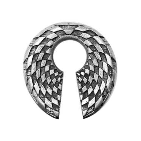 Ear weight keyhole silver checkered
