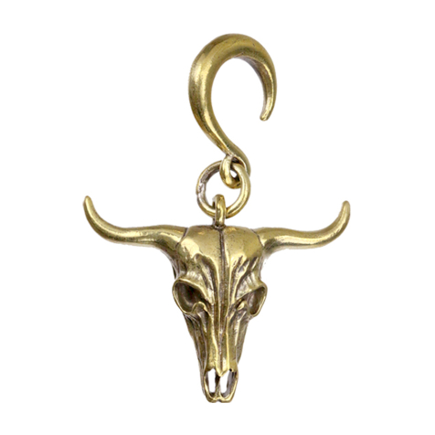 Ear weight hook gold-plated buffalo skull pendant