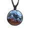 Necklace black pendant snow-covered mountain epoxy blue made of tamarind wood