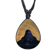 Necklace black pendant drop glitter epoxy black made of...