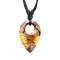 Collier noir pendentif goutte de lave époxy orange en bois de liane