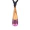Necklace black pendant cone two-tone epoxy yellow and pink made of olive wood
