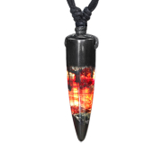 Collana con ciondolo nero cartuccia di lava epossidica...