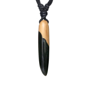 Necklace black pendant dagger glitter epoxy black olive wood
