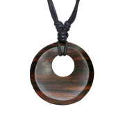 Collier noir pendentif tronc rond en bois Narra