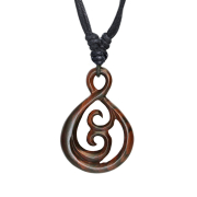 Necklace black pendant tribal ornament drop made of Narra...