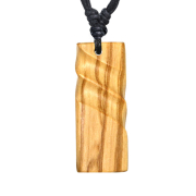 Collier noir pendentif tronc deux rainures en bois dolivier