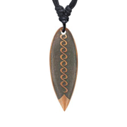 Necklace black pendant surf engraving snake made of Sawo...