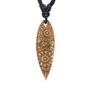 Collier noir pendentif Surf gravure prairie fleurie en...