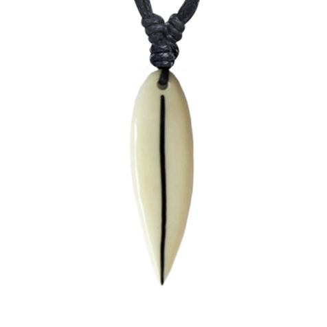 Necklace black pendant surf engraving line of bone