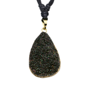 Collana nera con ciondolo in pietra druzy agata nera