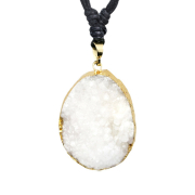 Necklace black pendant made of quartz druzy agate stone