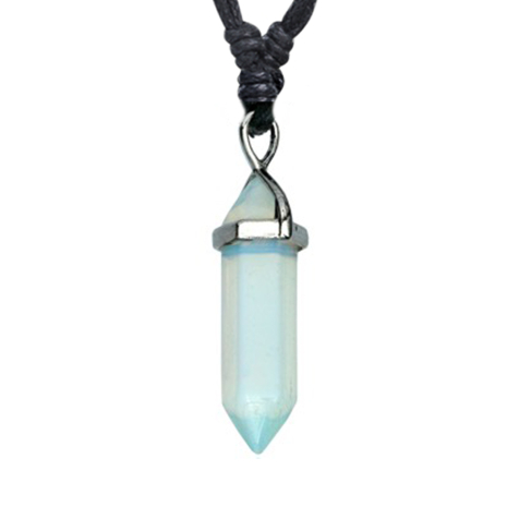 Collana nera con ciondolo di cristallo in pietra opalite