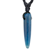 Halskette schwarz Anh&auml;nger Zahn aus blauem Achat Stein