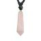 Collier noir pendentif goutte de cristal en pierre de quartz rose