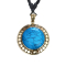 Collier noir pendentif disque doré avec pierre turquoise