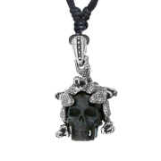 Collana nera con ciondolo Medusa in argento in legno di...