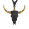 Necklace black pendant gold-plated water buffalo skull made of ironwood